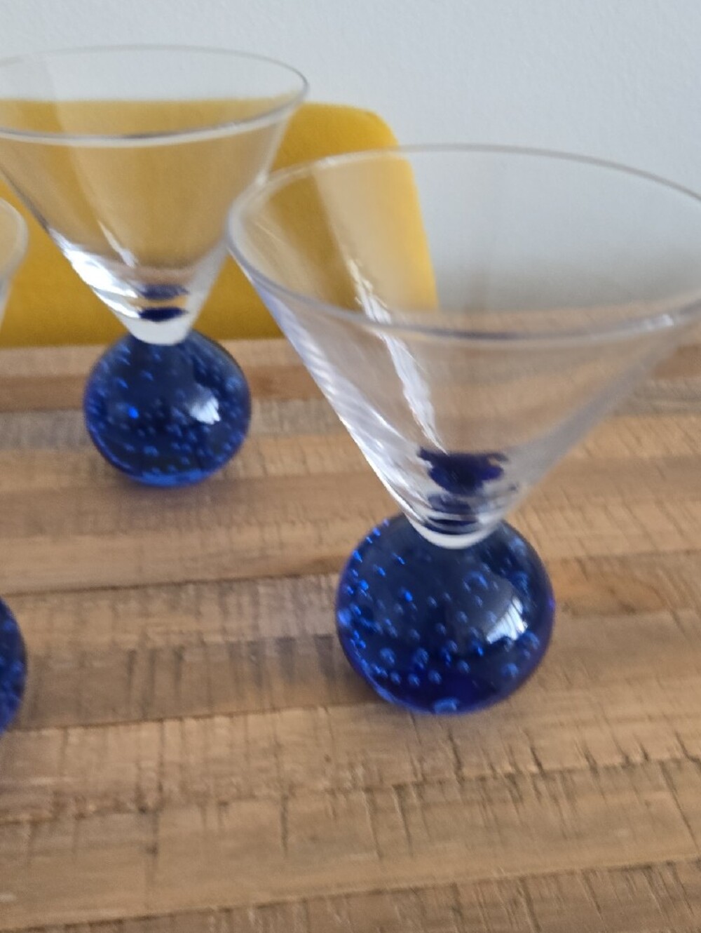Blue-Base Bubble Ball Controlled Bubbles Martini Glasses - 3 oz. Set of 4 - Picture 3 of 14